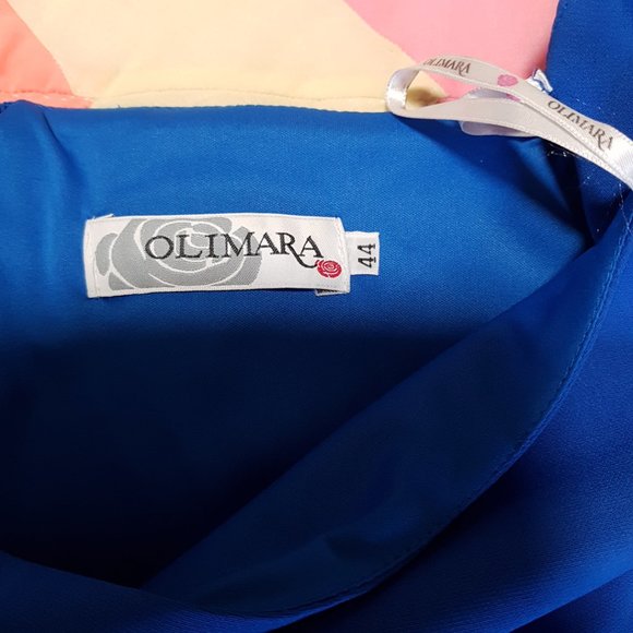 OLIMARA Blue Classy Cocktail Dress with 3/4 Bell sleeves, Made in Spain, sz 8/10 - Picture 9 of 11